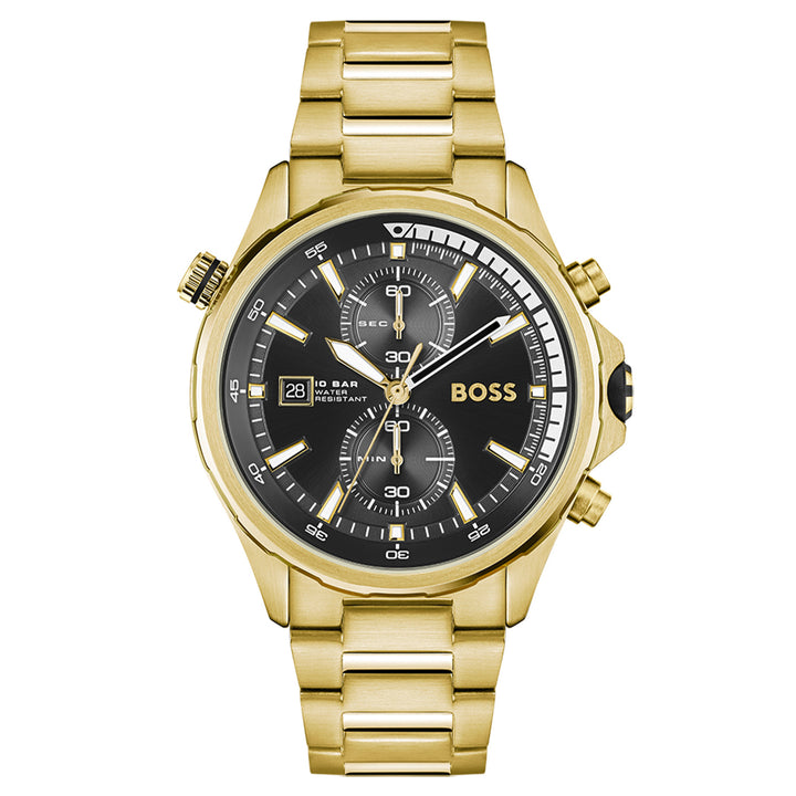 Hugo Boss Gold Steel Black Dial Men's Chrono Watch - 1513932