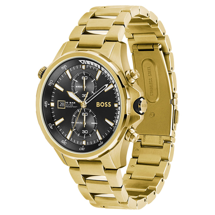 Hugo Boss Gold Steel Black Dial Men's Chrono Watch - 1513932