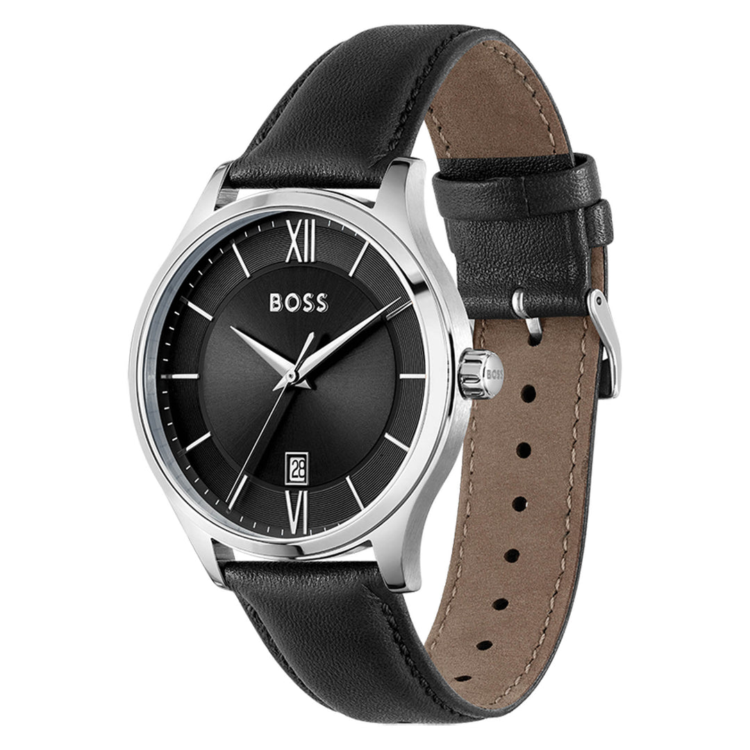 Hugo Boss Leather Black Dial Men's Watch - 1513954