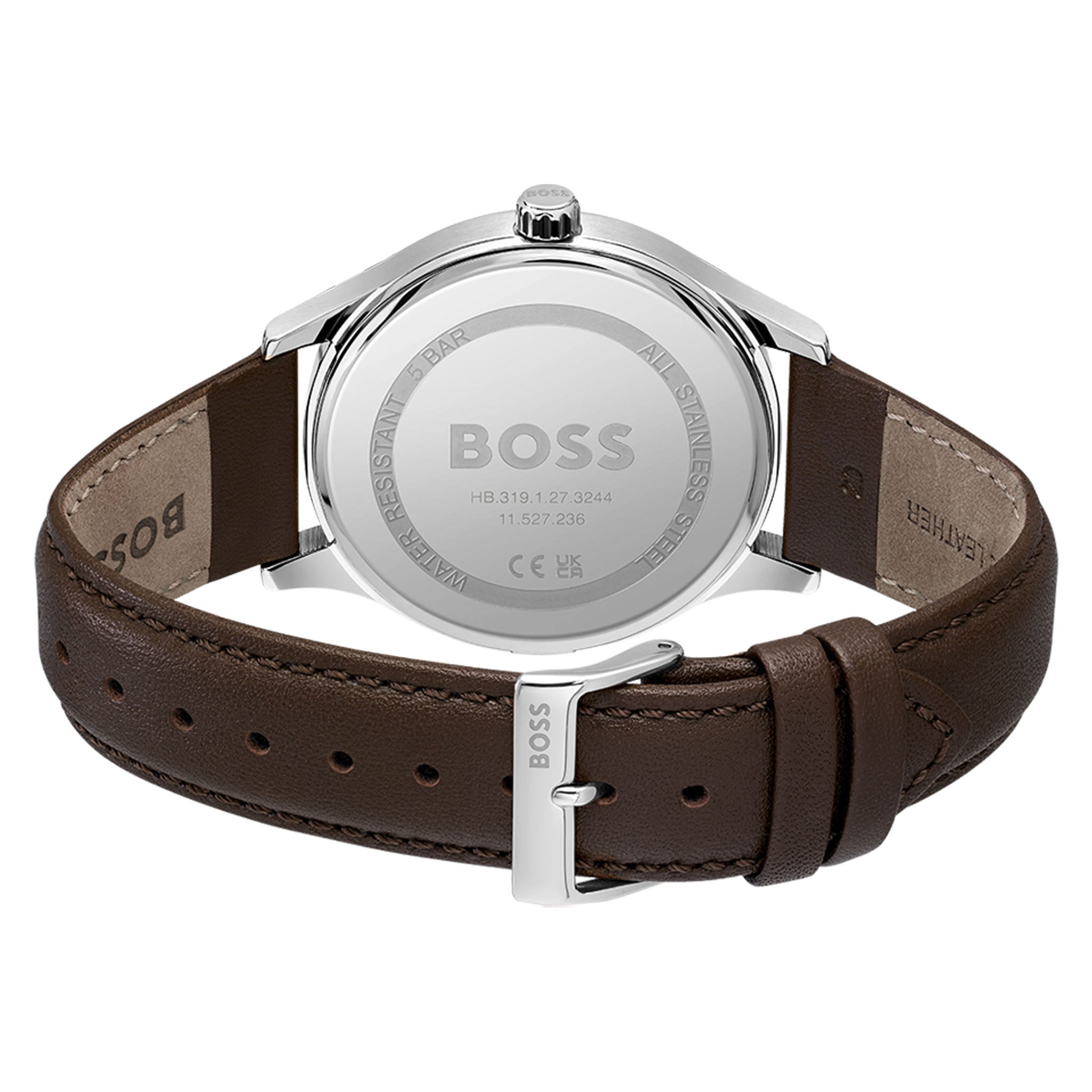 Hugo Boss Brown Leather Blue Dial Men's Watch - 1513955