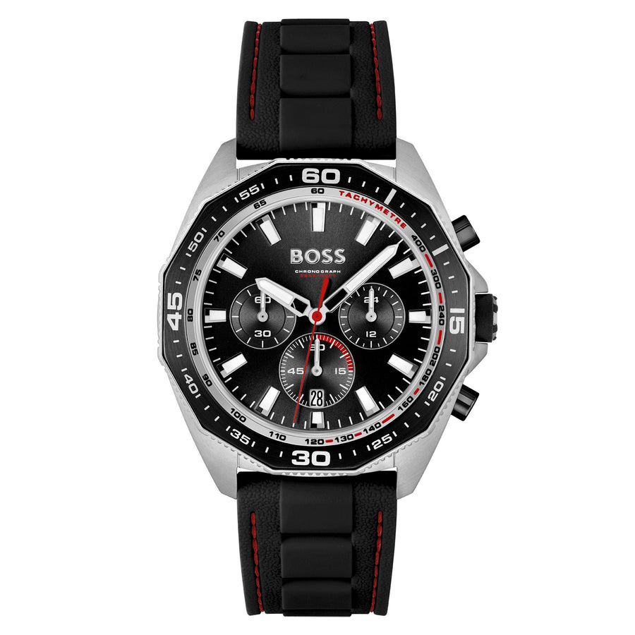 Hugo Boss Energy Black Silicone Black Dial Chronograph Men's Watch - 1513969