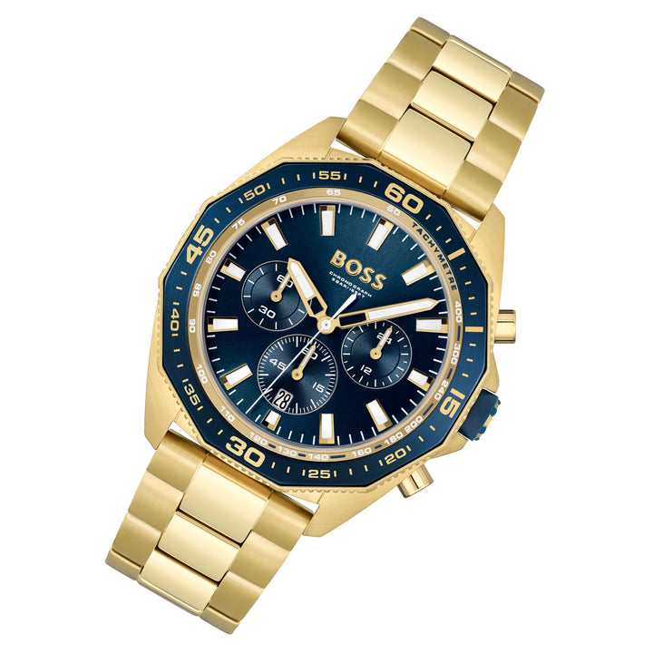 Hugo Boss Gold Steel Blue Dial Chronograph Men's Watch - 1513973