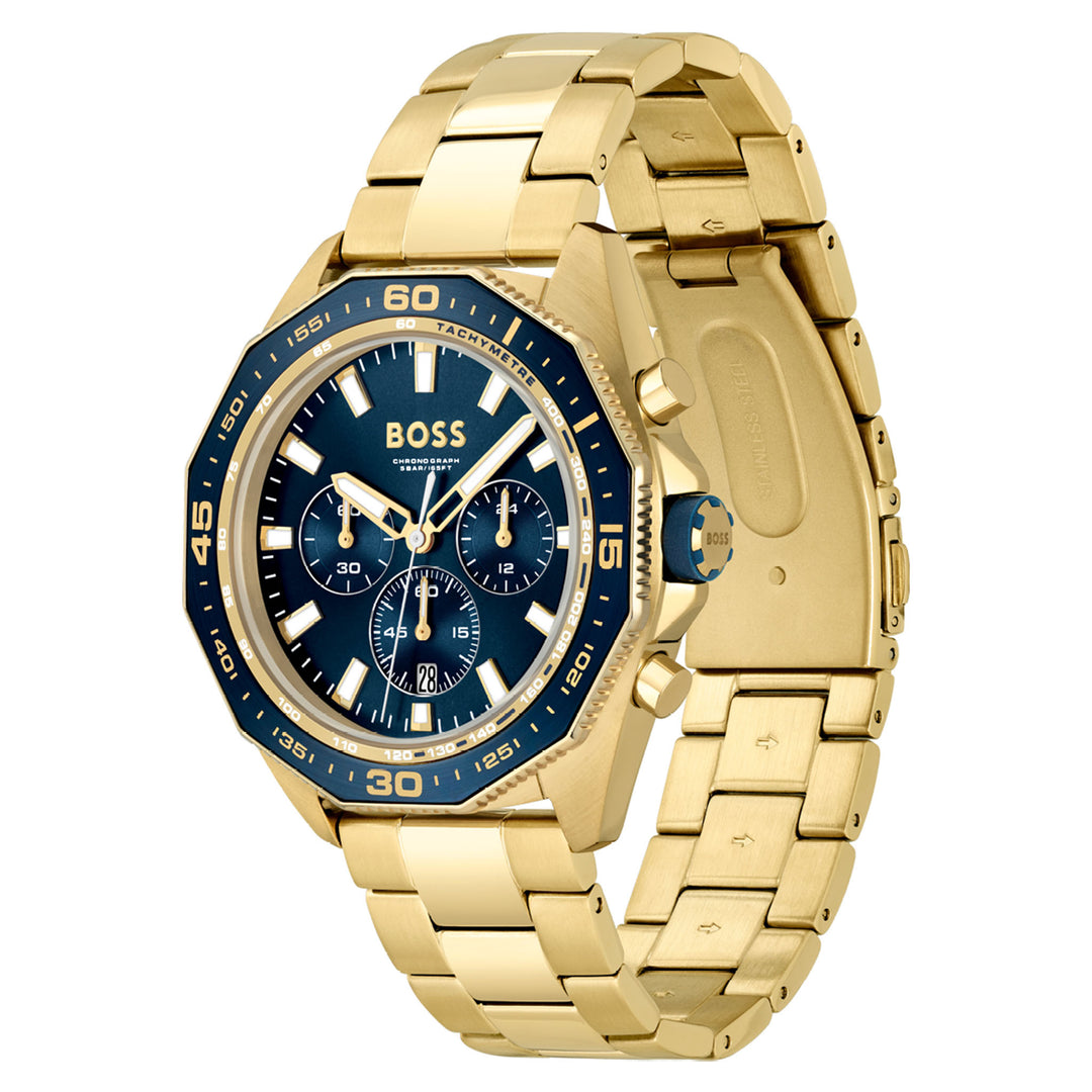 Hugo Boss Gold Steel Blue Dial Chronograph Men's Watch - 1513973