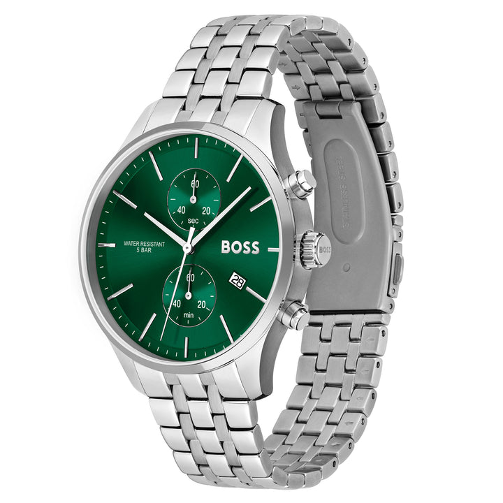 Hugo Boss Stainless Steel Green Dial Chronograph Men's Watch - 1513975