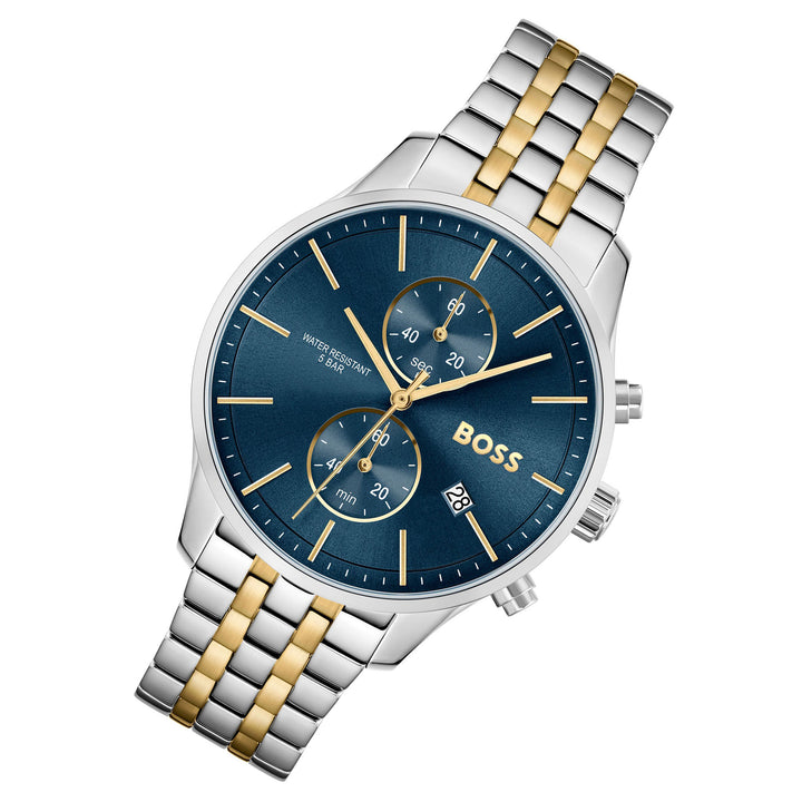 Hugo Boss Two-Tone Steel Blue Dial Chronograph Men's Watch - 1513976