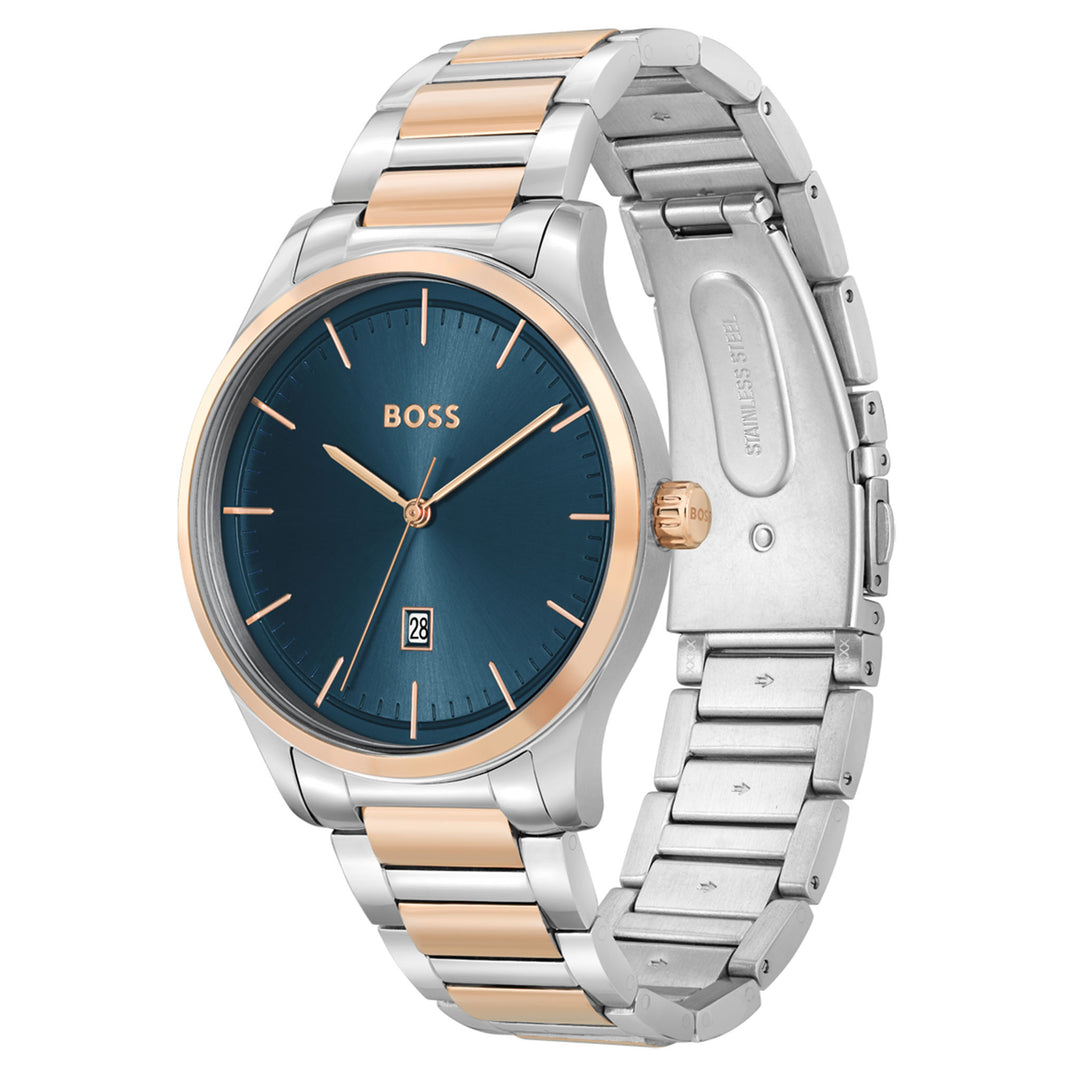 Hugo Boss Two-Tone Steel Blue Dial Men's Watch - 1513978