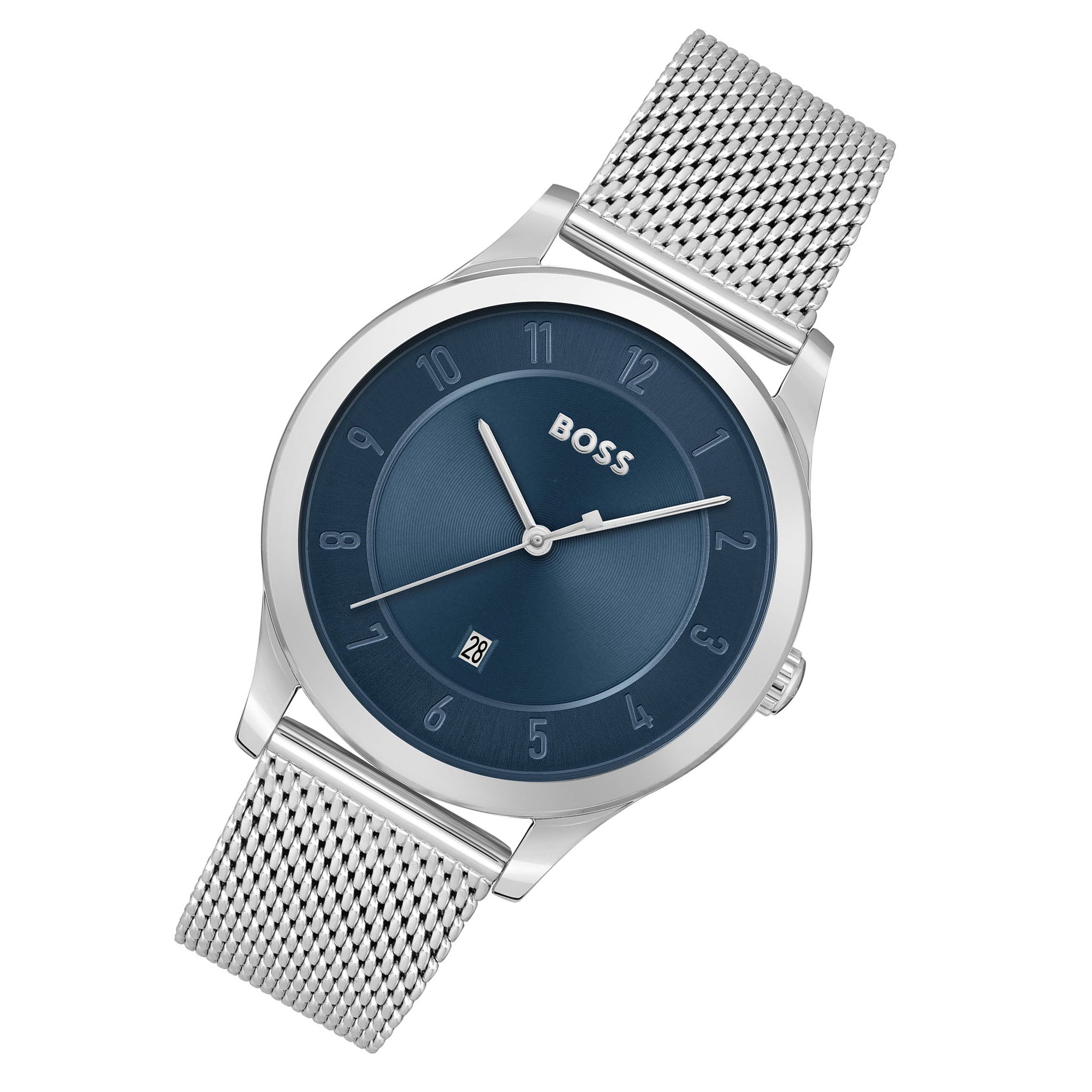 Hugo Boss Silver Mesh Blue Dial Men's Watch - 1513985