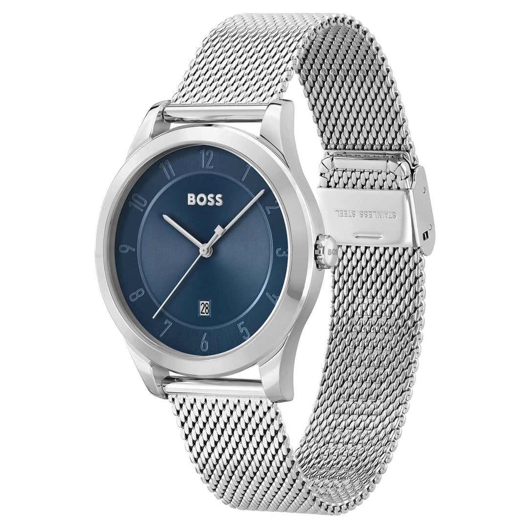 Hugo Boss Silver Mesh Blue Dial Men's Watch - 1513985