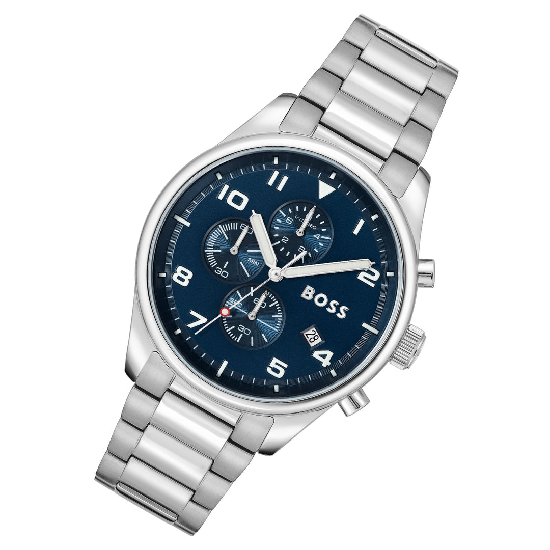 Hugo Boss Stainless Steel Blue Dial Chronograph Men's Watch - 1513989