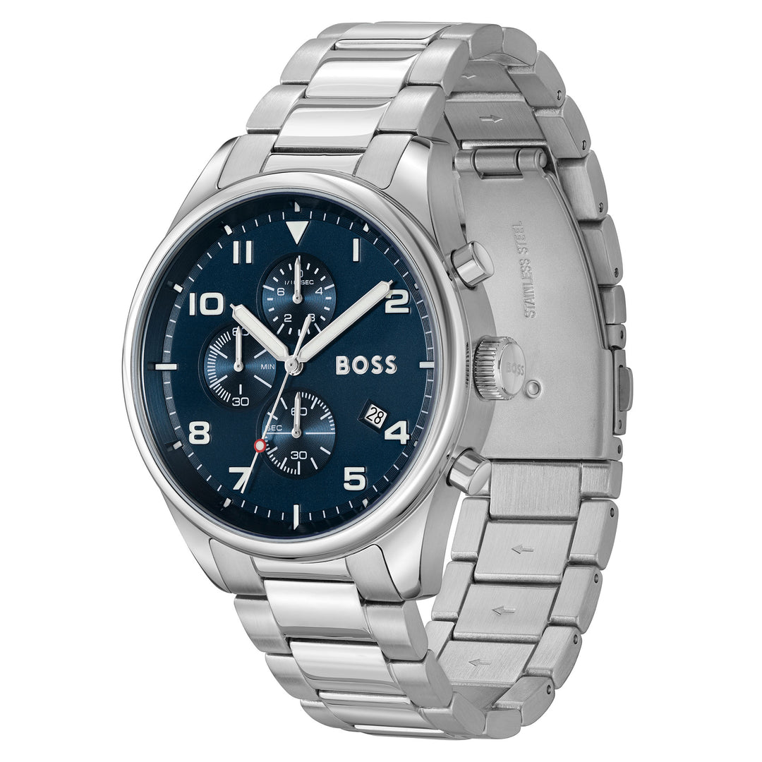 Hugo Boss Stainless Steel Blue Dial Chronograph Men's Watch - 1513989