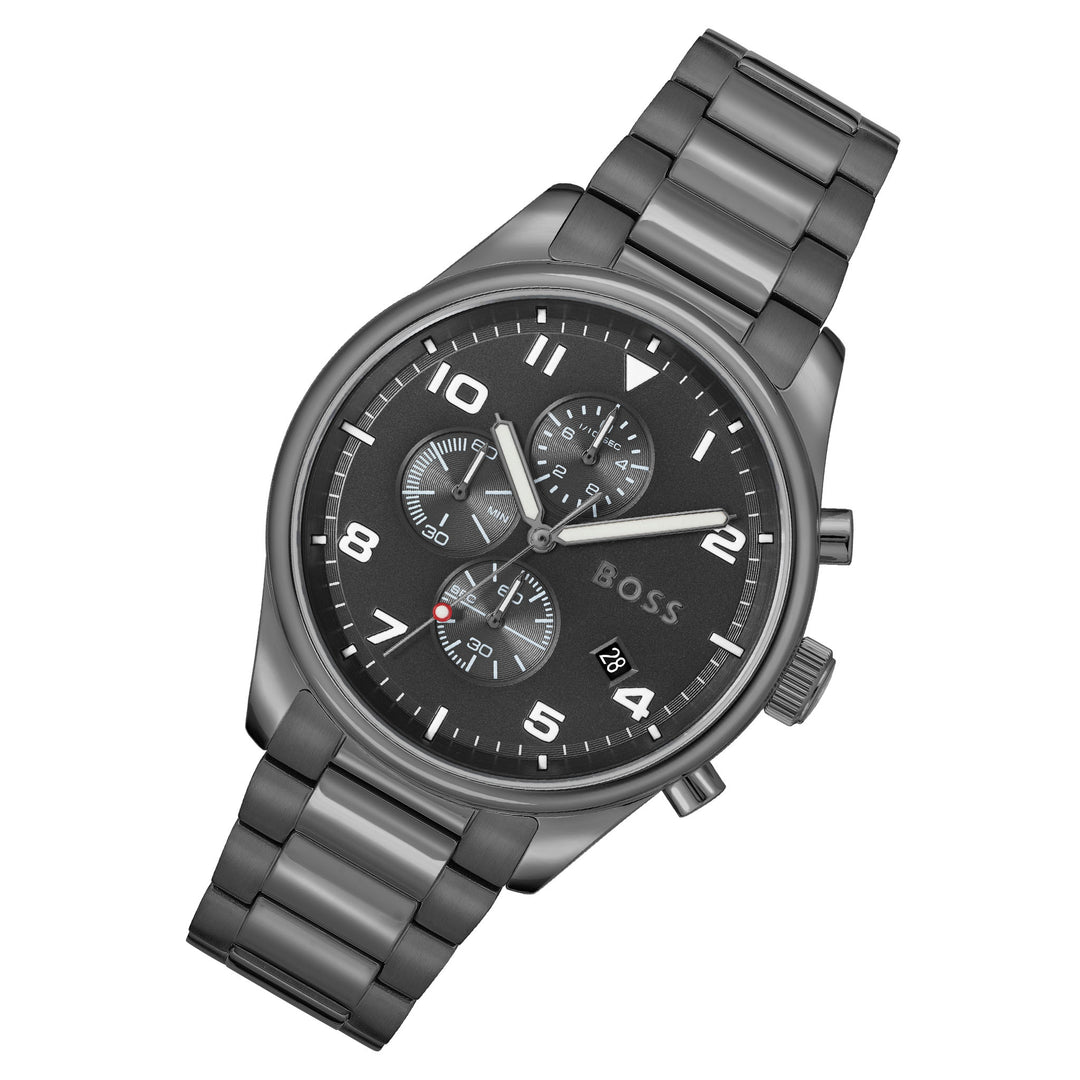 Hugo Boss Grey Steel Black Dial Chronograph Men's Watch - 1513991 – The  Watch Factory Australia
