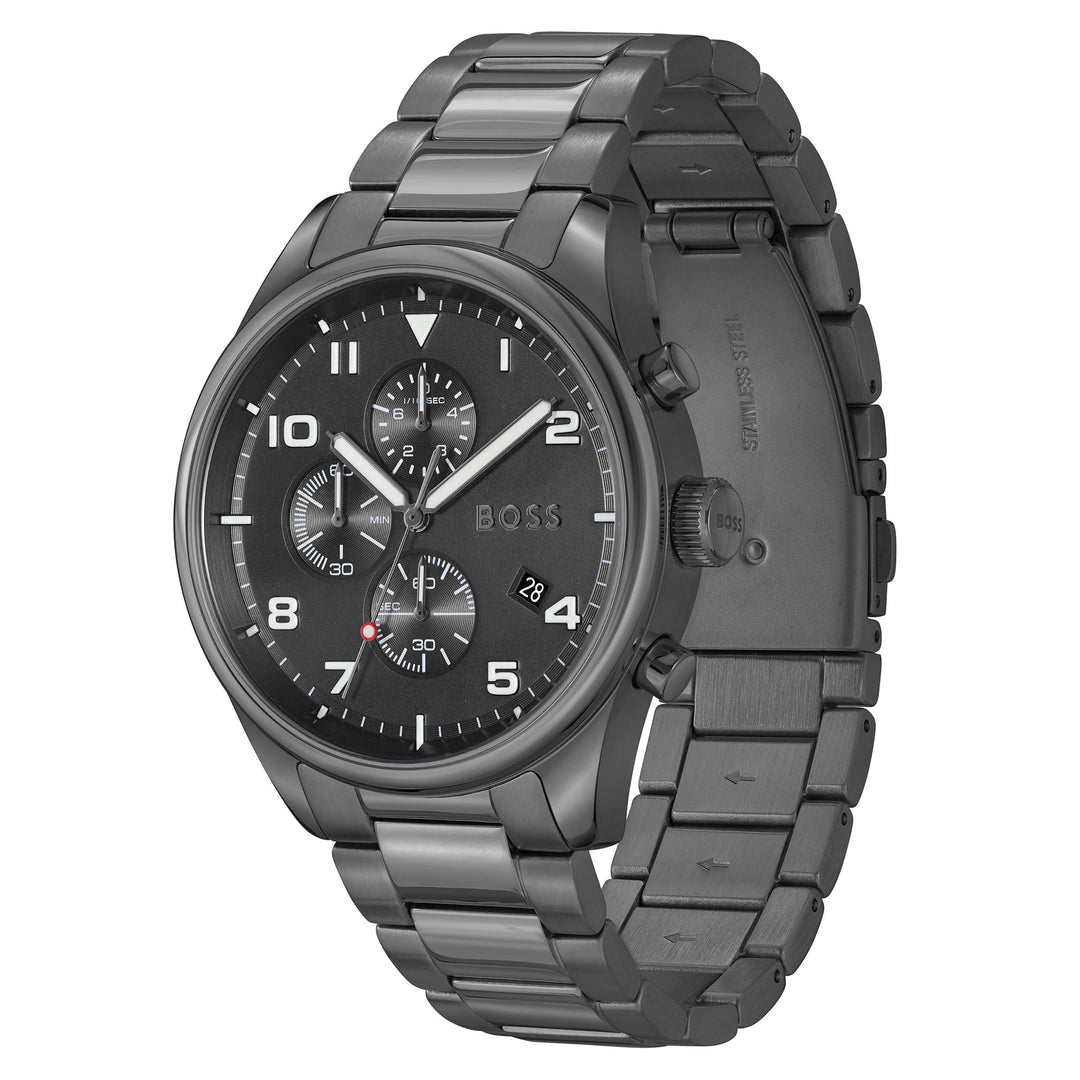 Hugo Boss Grey Steel Black Dial Chronograph Men's Watch - 1513991 – The  Watch Factory Australia