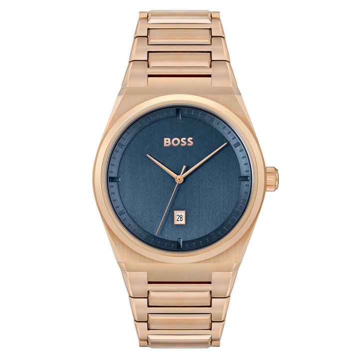 Hugo Boss Carnation Gold Steel Blue Dial Men's Watch - 1513995