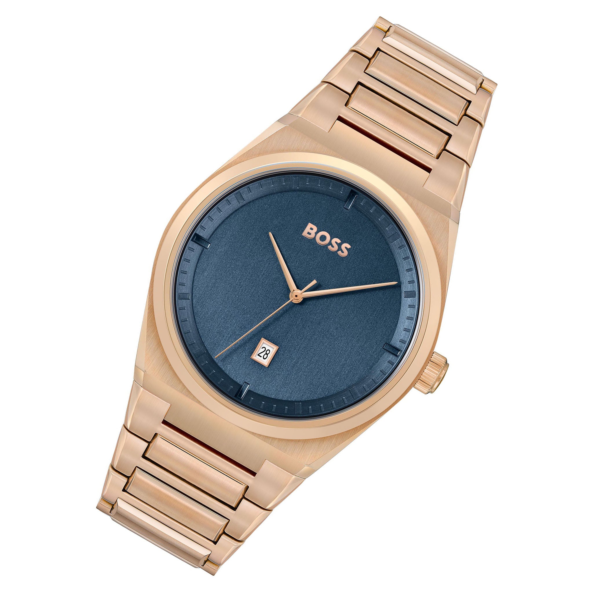 Hugo Boss Carnation Gold Steel Blue Dial Men's Watch - 1513995