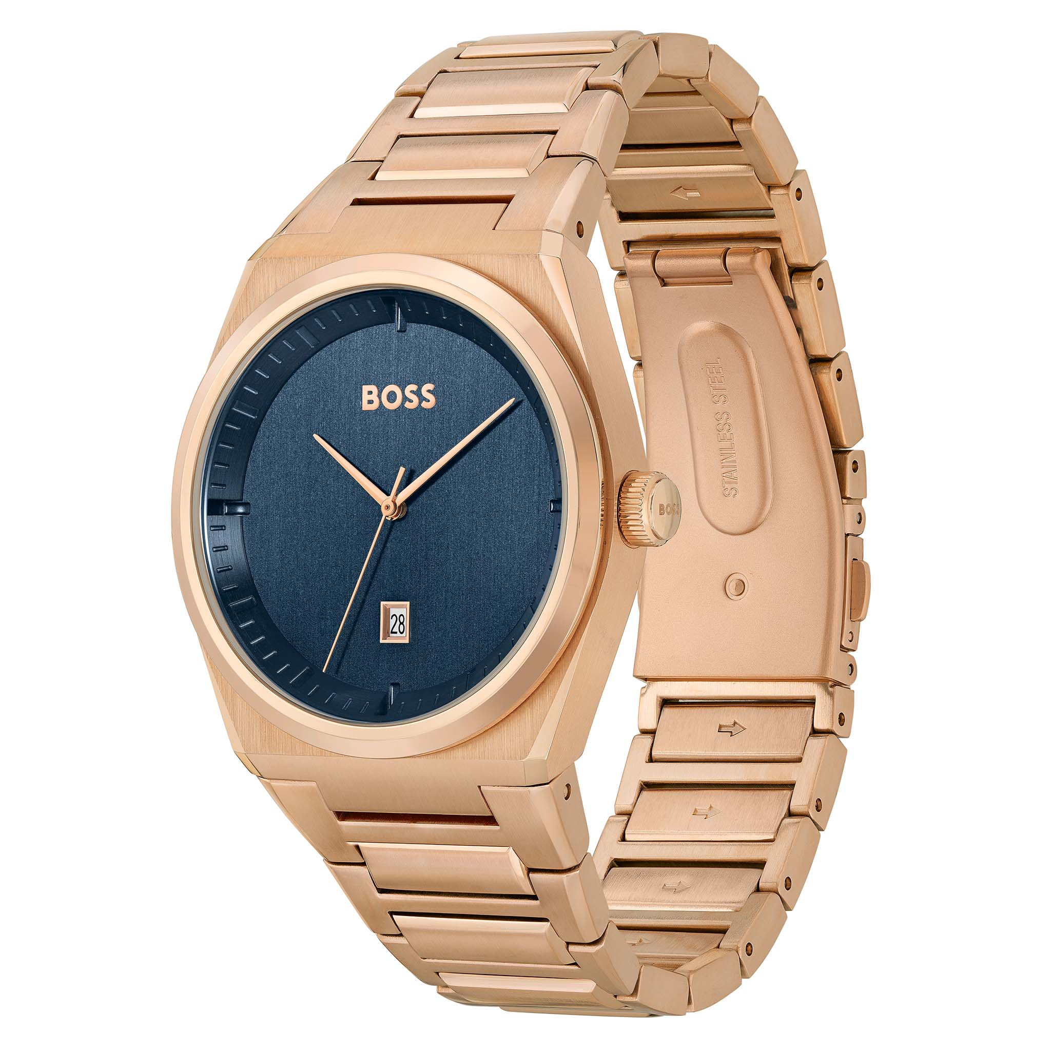 Hugo Boss Carnation Gold Steel Blue Dial Men's Watch - 1513995