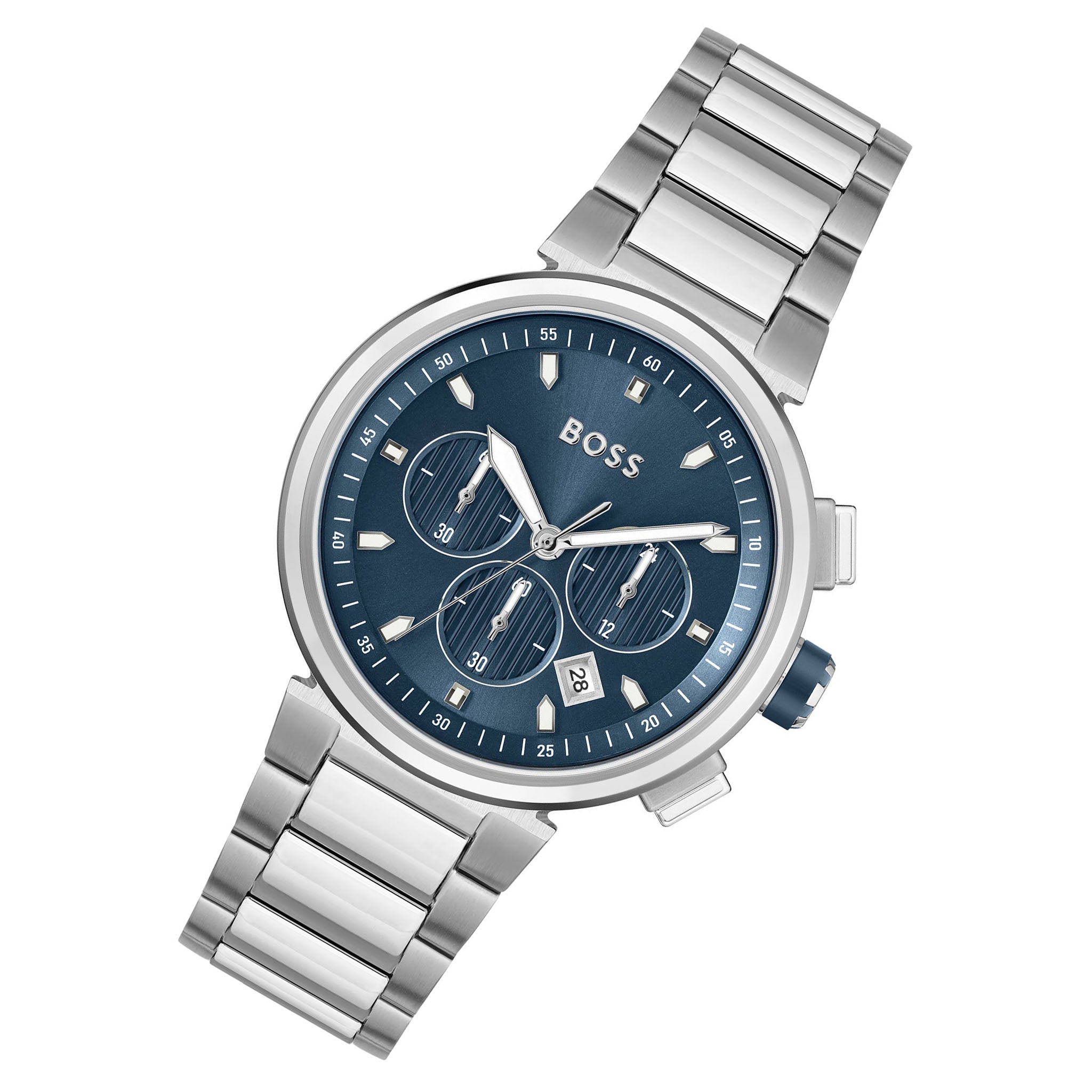 Hugo Boss Stainless Steel Blue Dial Chronograph Men's Watch - 1513999
