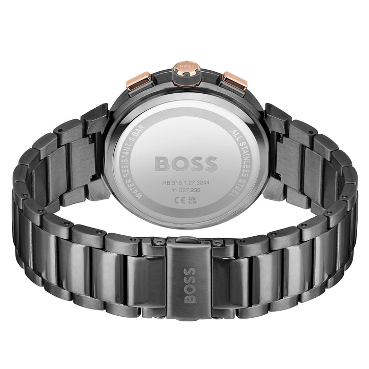 Hugo Boss Grey Steel Red Dial Chronograph Men's Watch - 1514000