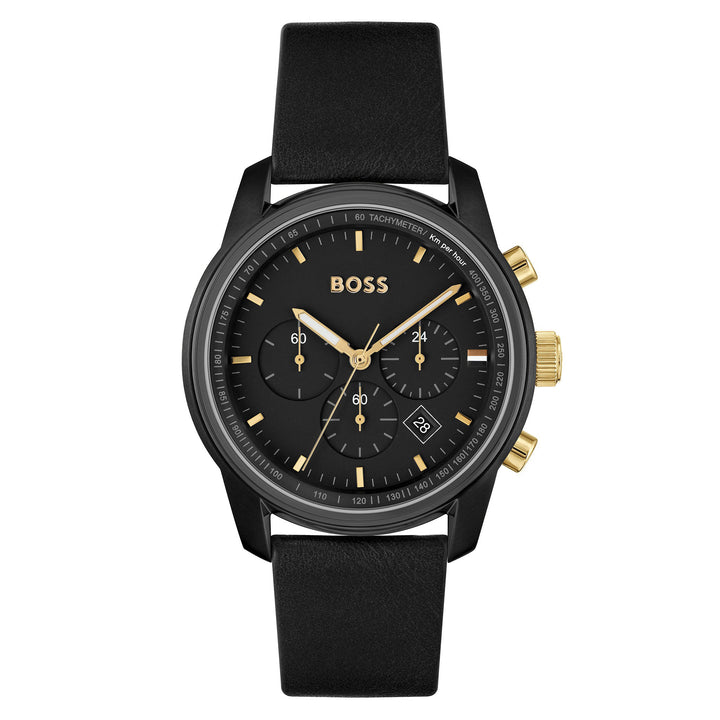 Hugo Boss Black Leather Chronograph Men's Watch - 1514003