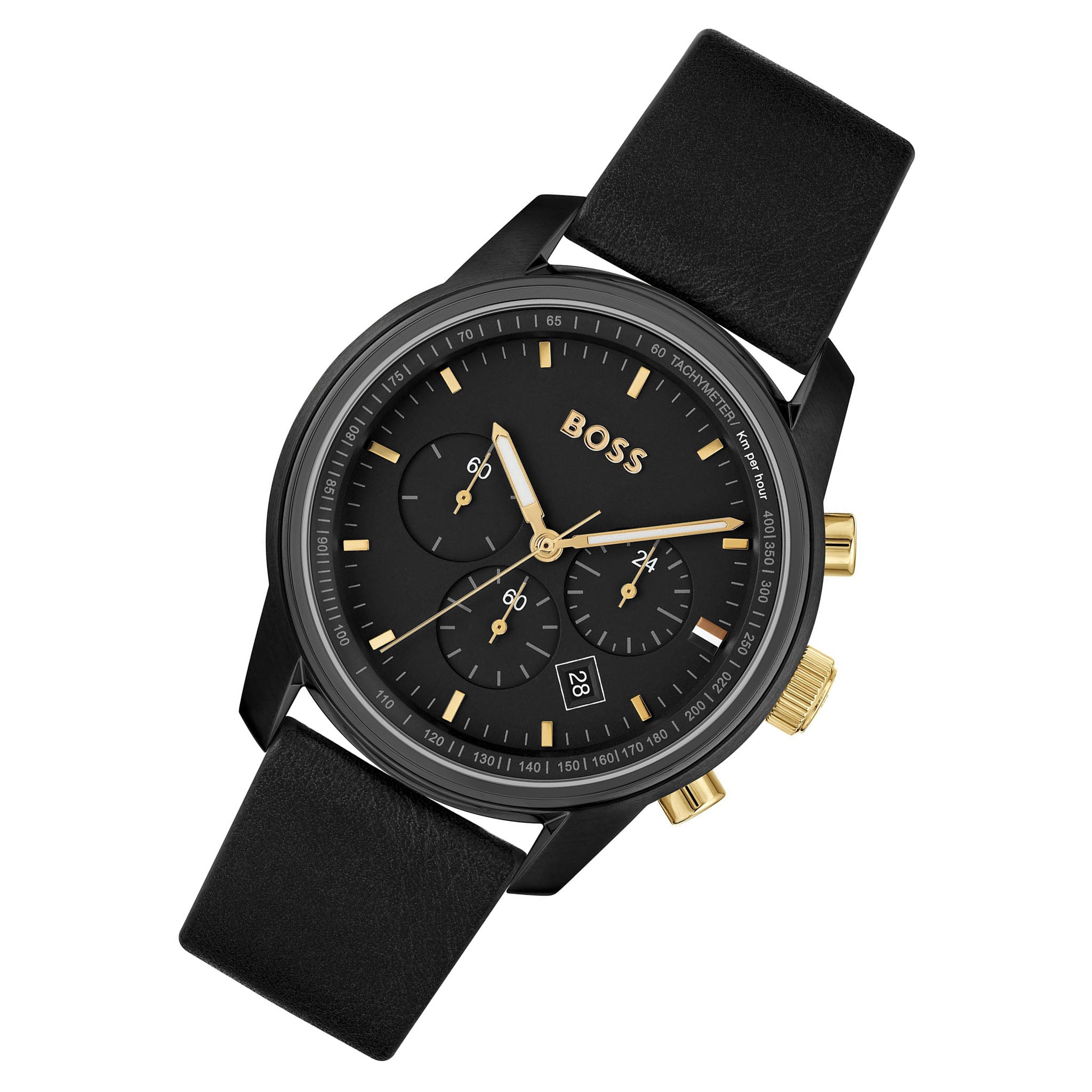 Hugo Boss Black Leather Chronograph Men's Watch - 1514003