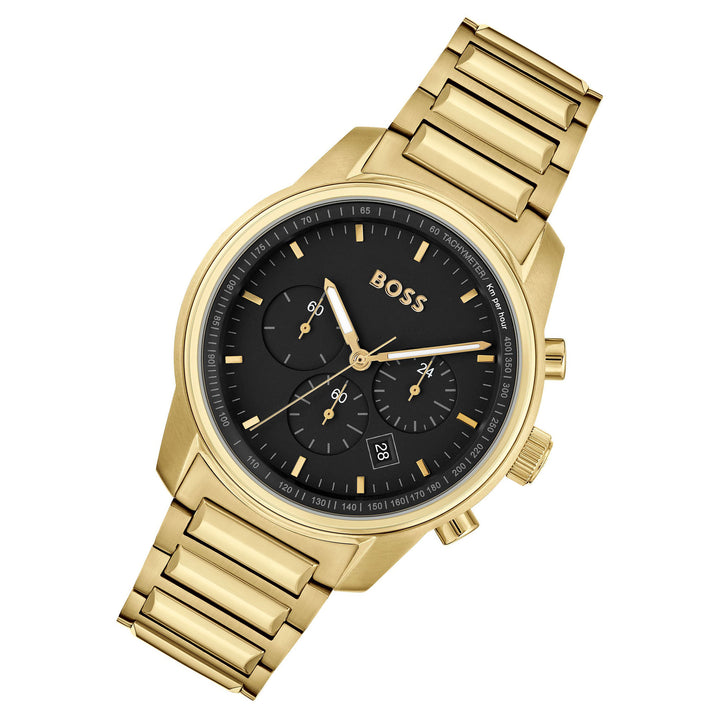 Hugo Boss Gold Steel Black Dial Chronograph Men's Watch - 1514006