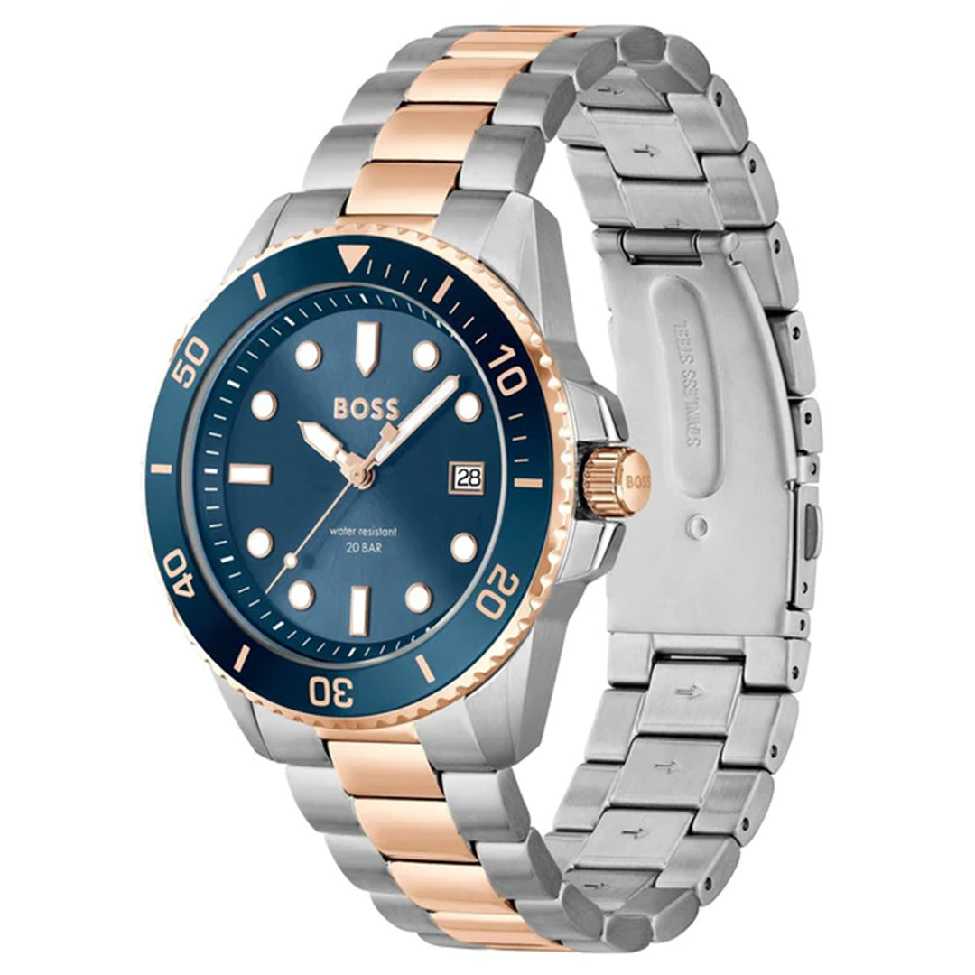 Hugo Boss Carnation Gold Steel Blue Dial Men's Watch - 1514012