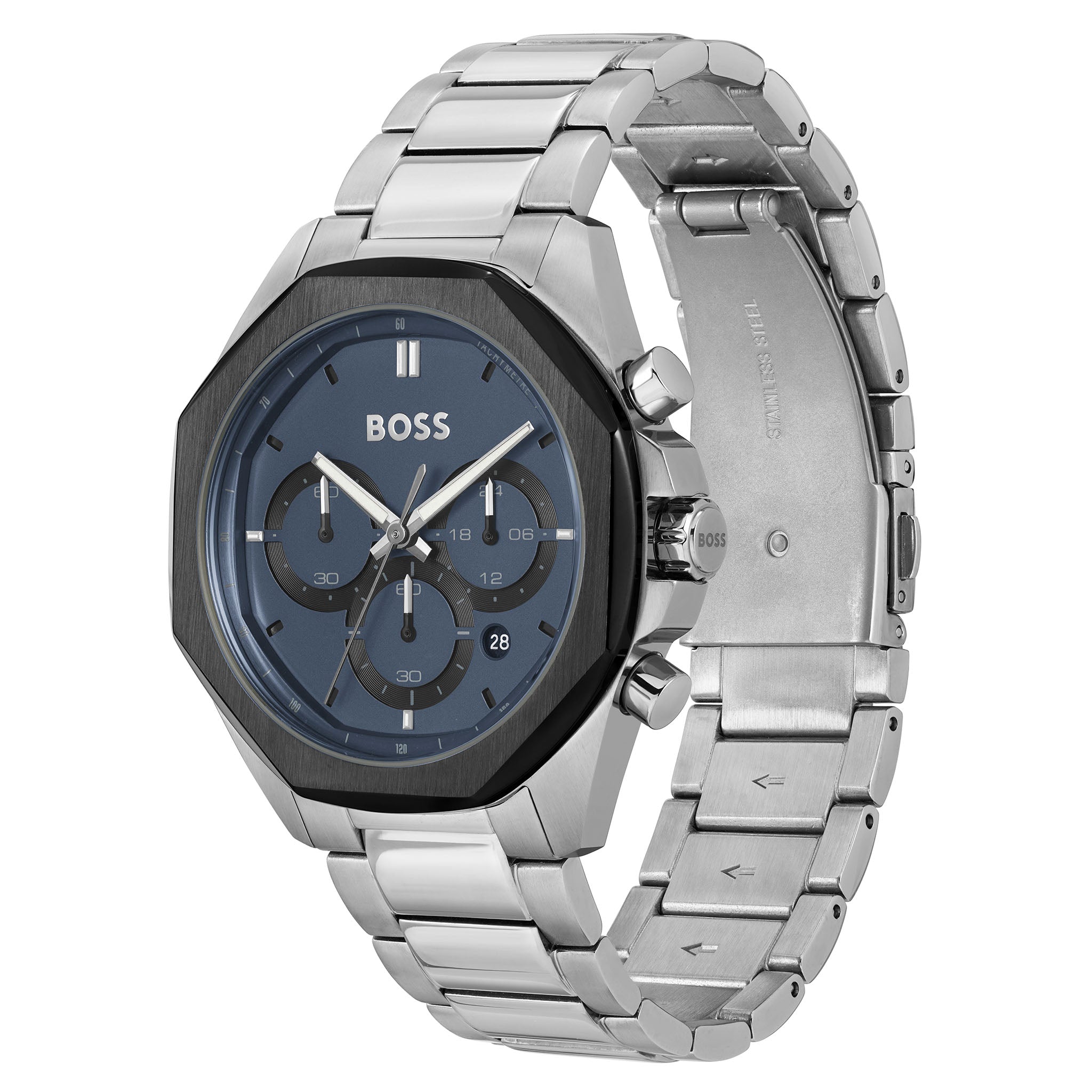 Hugo Boss Silver-tone Steel Blue Dial Chronograph Men's Watch - 1514015
