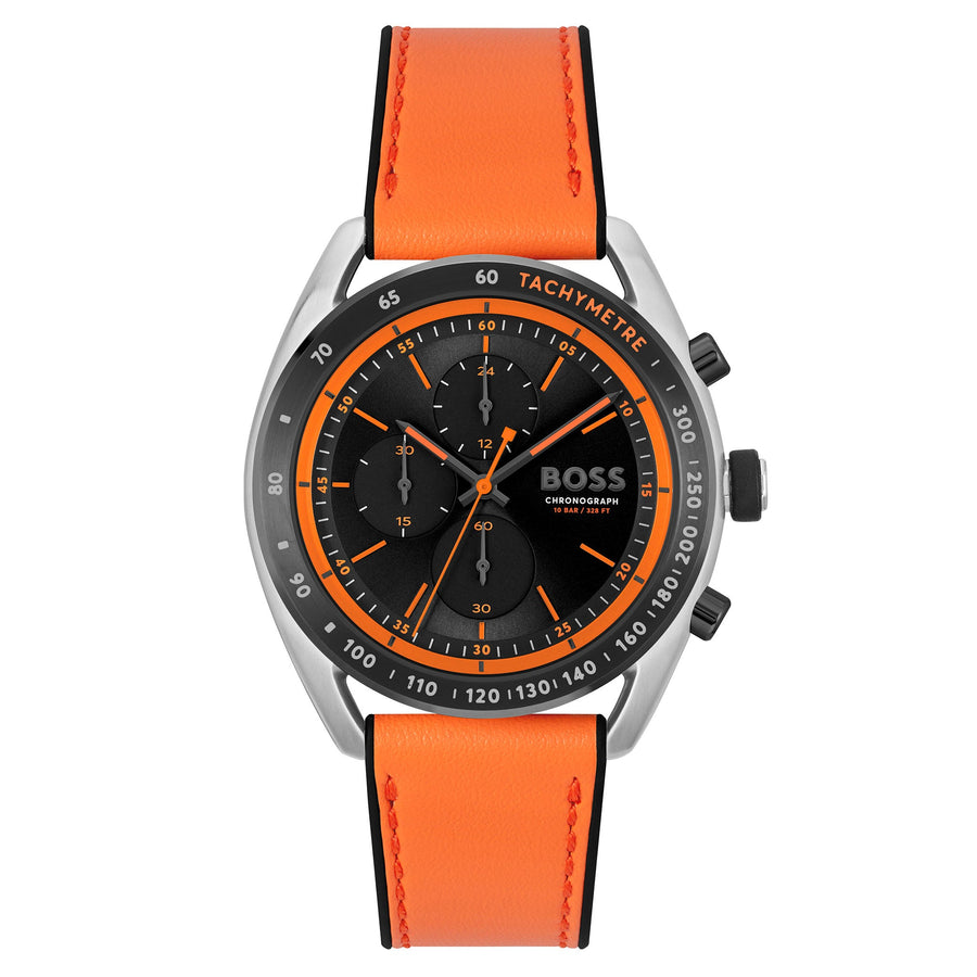 Hugo Boss Silicone Black Dial Chronograph Men's Watch - 1514025
