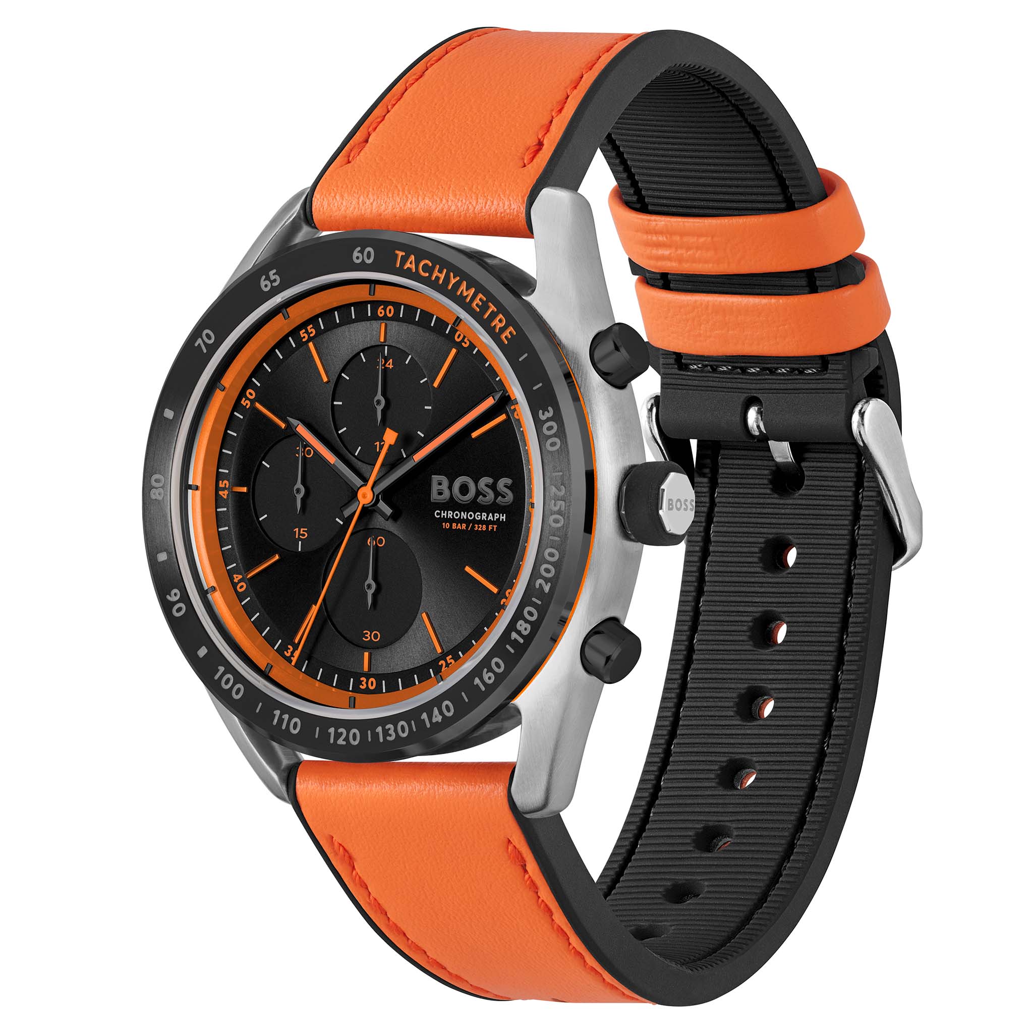 Hugo Boss Silicone Black Dial Chronograph Men's Watch - 1514025