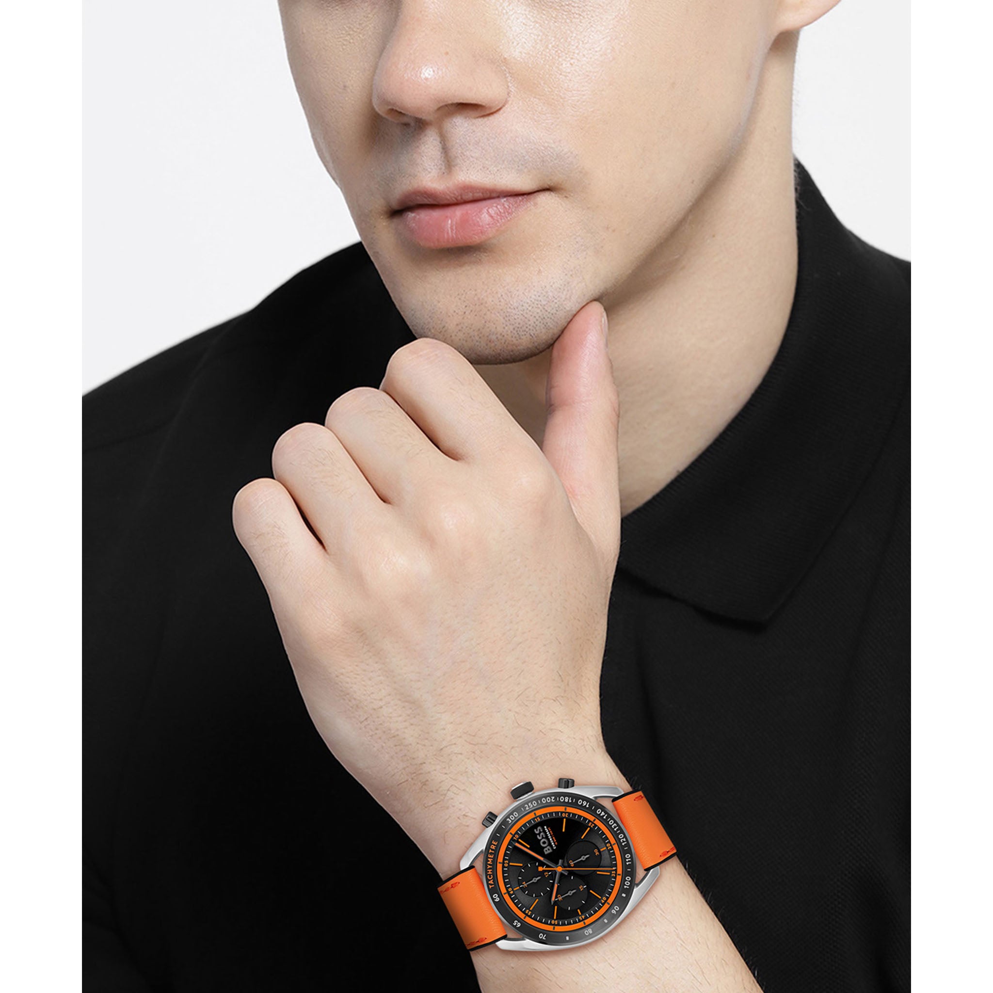 Hugo Boss Silicone Black Dial Chronograph Men's Watch - 1514025