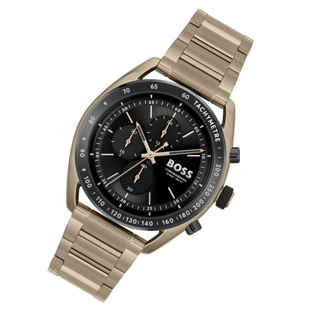 Boss Men\'s Watch Australia Beige Hugo Black - Watch Steel – The 151402 Gold Dial Chronograph Factory