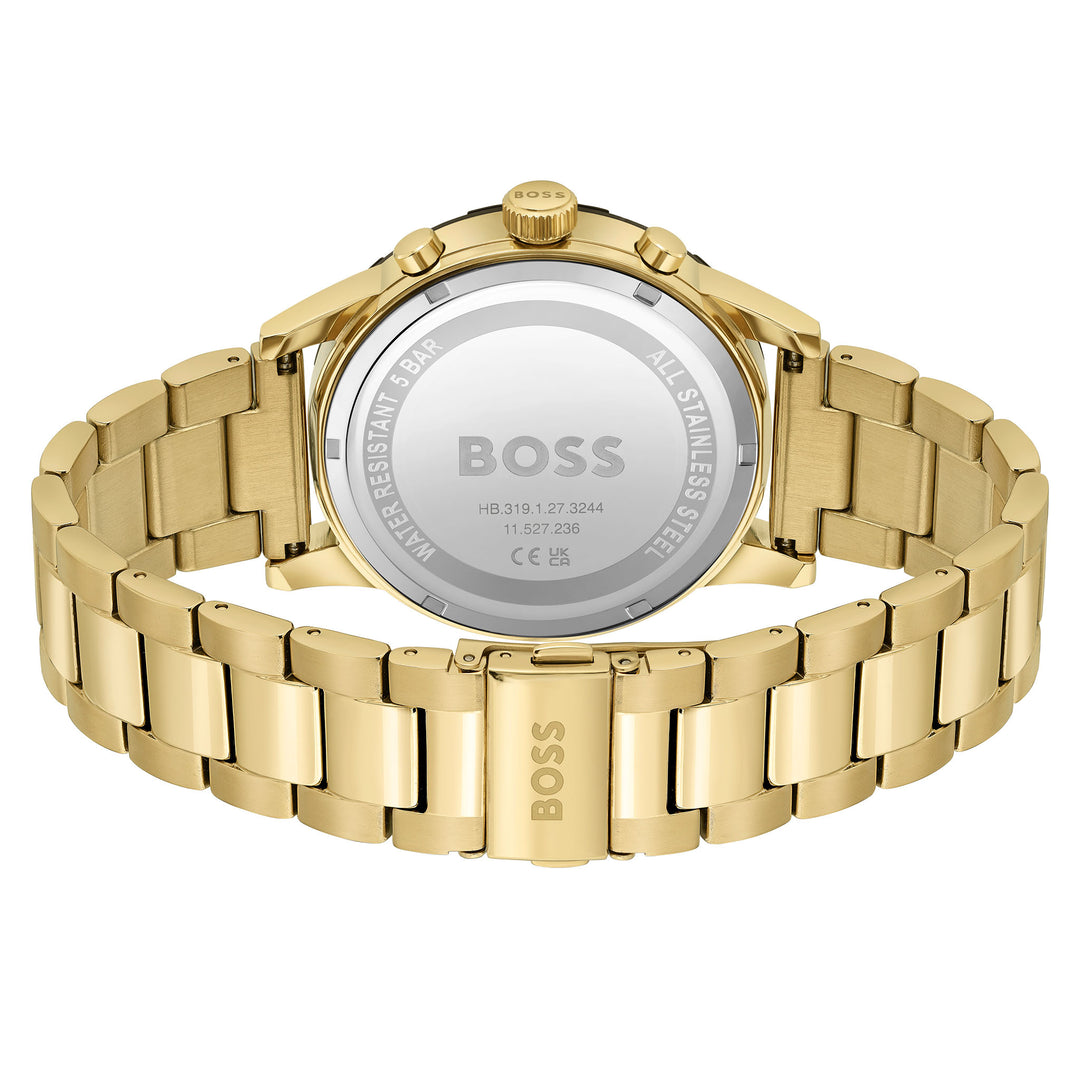Hugo Boss Gold Steel Black Sunray Dial Solar - Chrono Men's Watch - 1514033