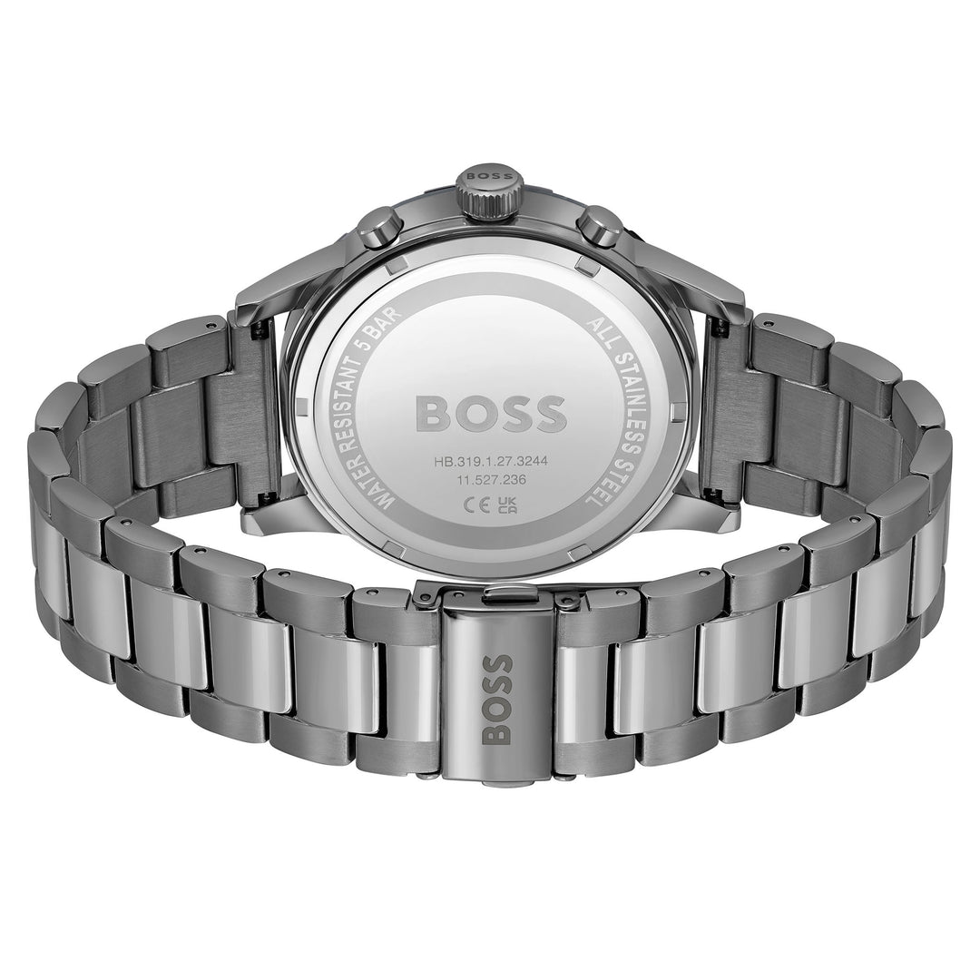 Hugo Boss Grey Steel Olive Green Dial Solar-Chronograph Men's Watch - 1514034