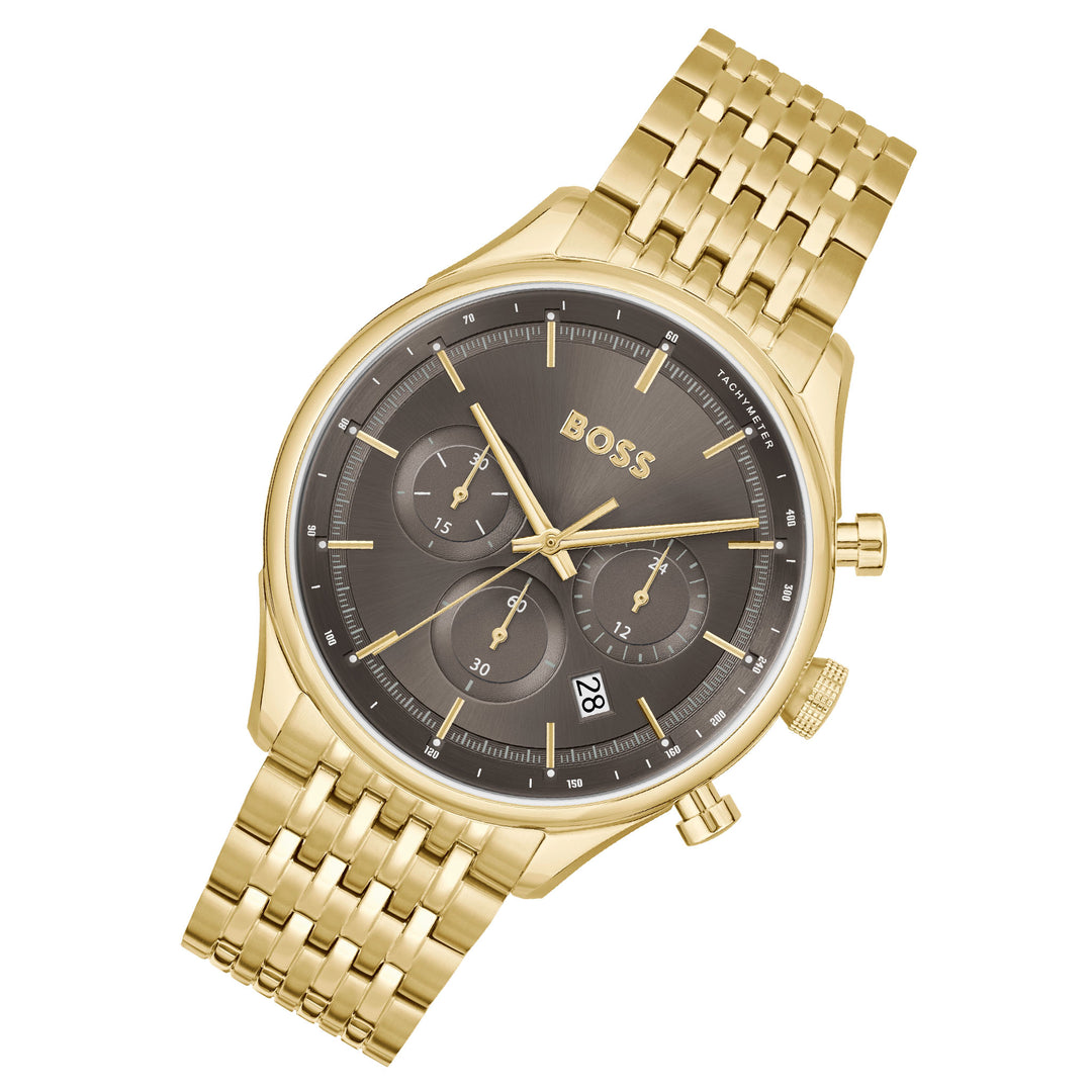 Hugo Boss Gold Steel Dark Grey Dial Chronograph Men's Watch - 1514051