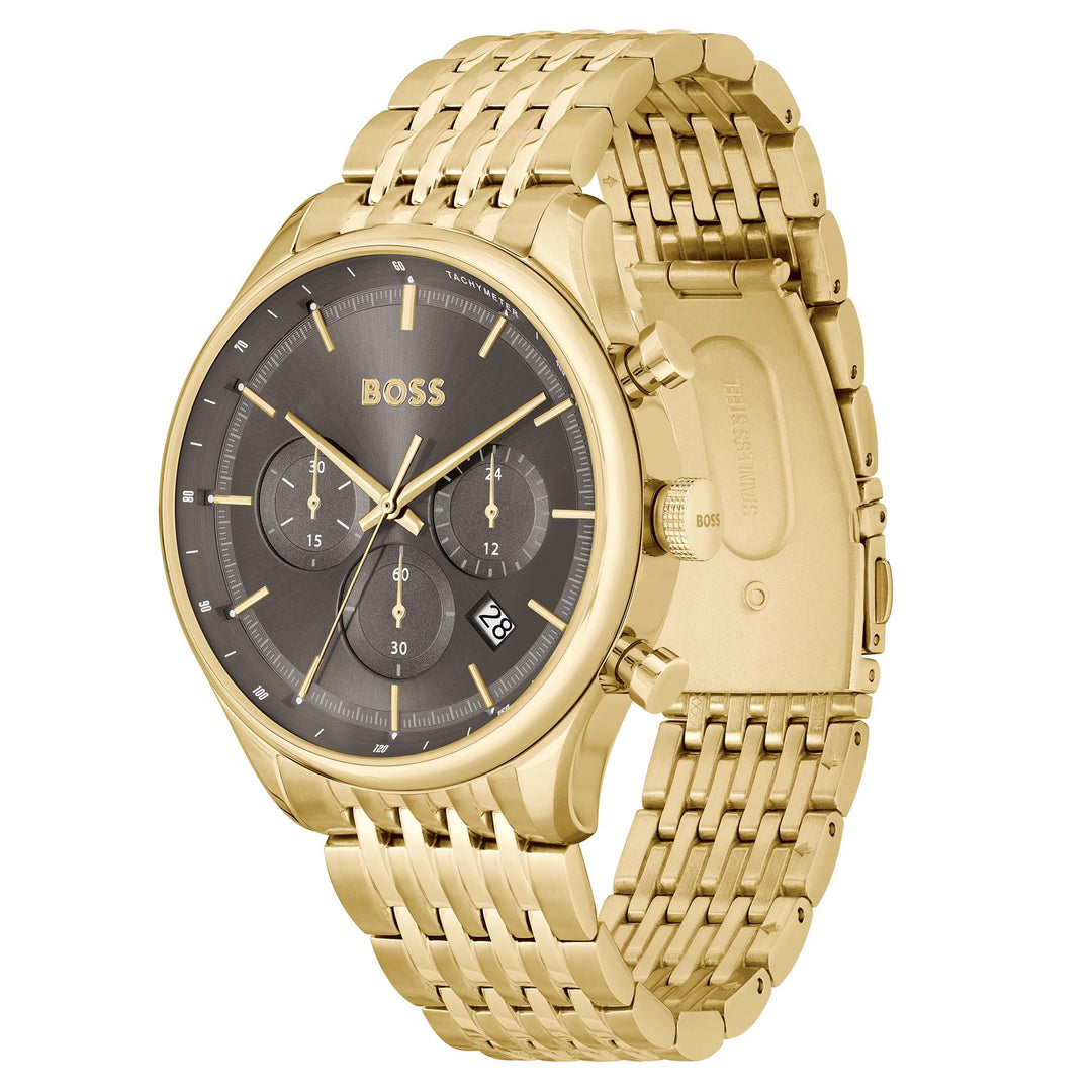 Hugo Boss Gold Steel Dark Grey Dial Chronograph Men's Watch - 1514051