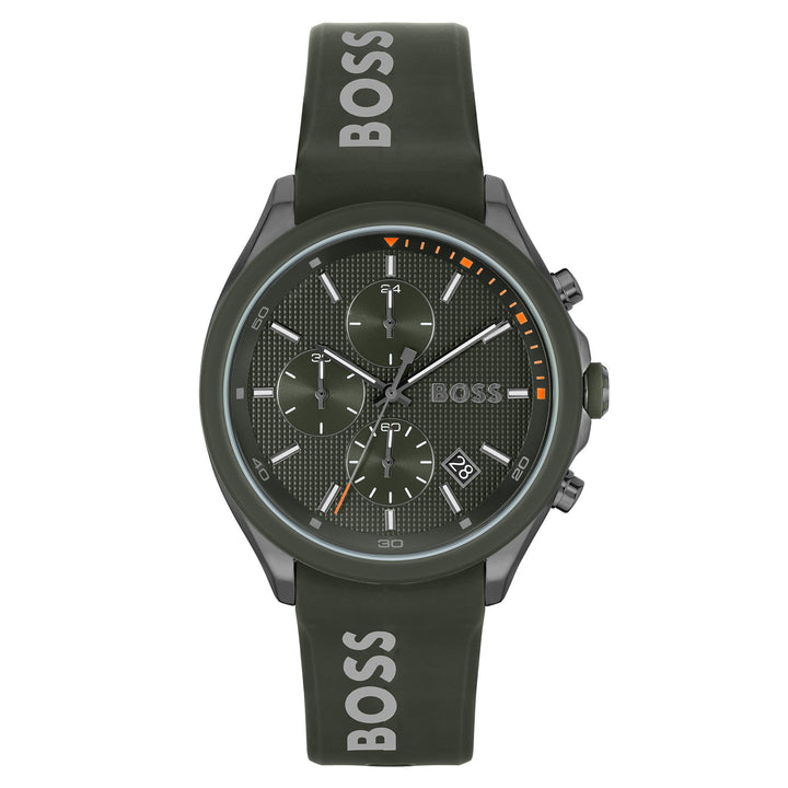 Hugo Boss Silicone Green Dial Fashion Chrono Men's Watch - 1514060