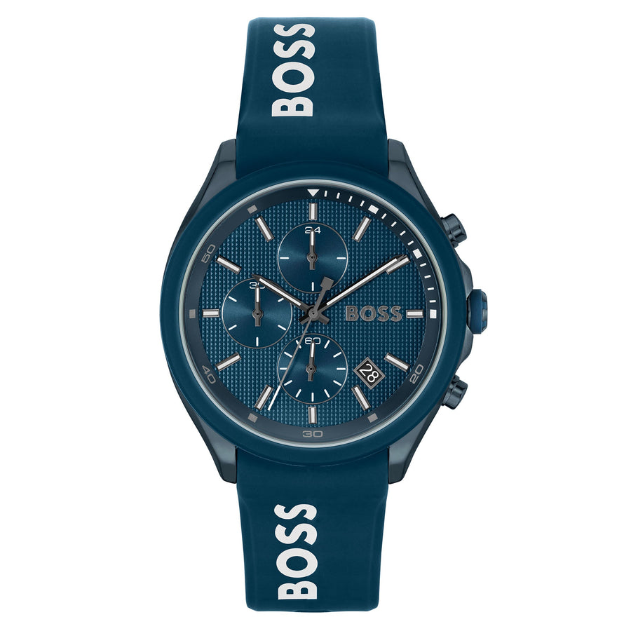 Hugo Boss Silicone Blue Dial Fashion Chrono Men's Watch - 1514061