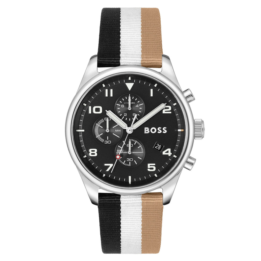 Hugo Boss Multi-colour Nylon Black Dial Chronograph Men's Watch - 1514062