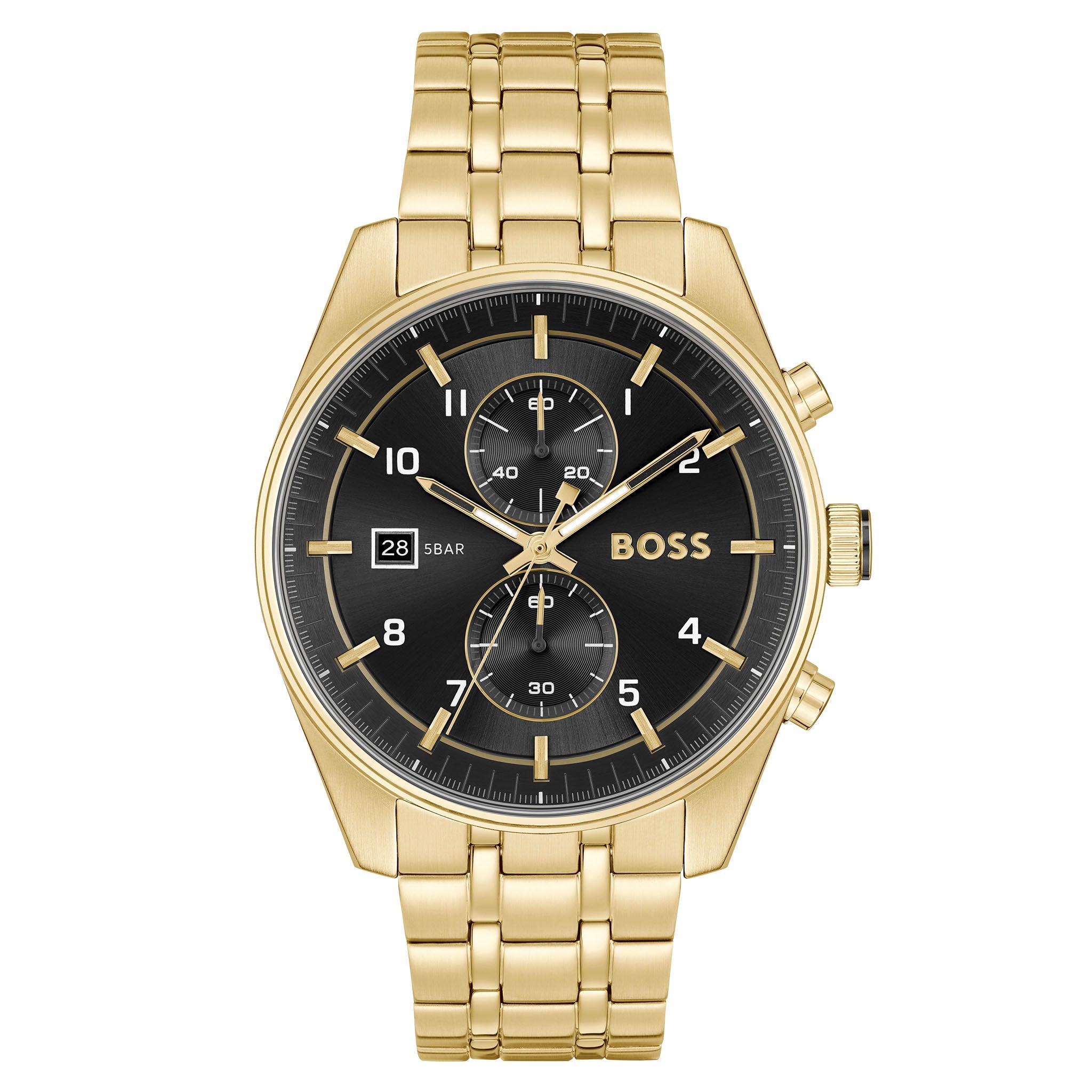 Hugo Boss Gold Steel Black Sunray Dial Fashion Chronograph Men's Watch - 1514152