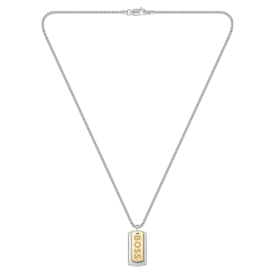 Hugo Boss Jewellery  Two-Tone Stainless Steel Men's Pendant With Chain - 1580576