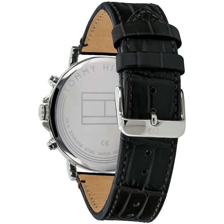 Tommy Hilfiger Black Leather Multi-function Men's Watch - 1710381