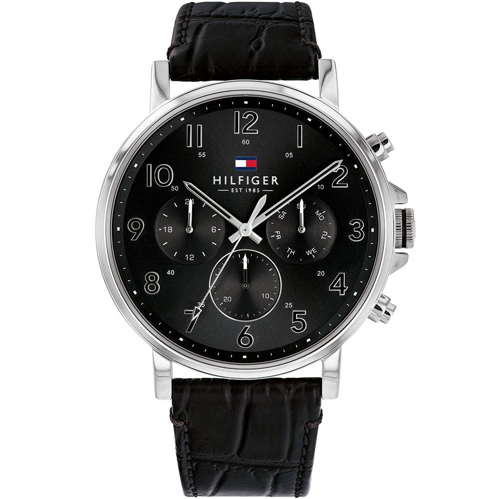 Tommy Hilfiger Multi-function Black Leather Men's Watch - 1710381