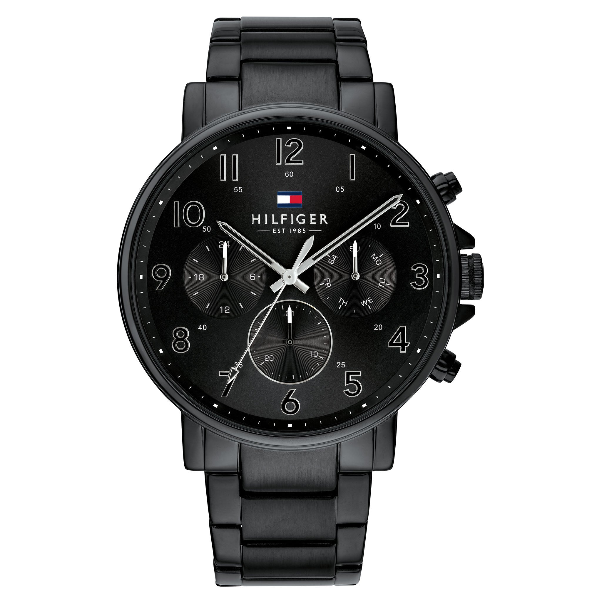 Tommy hilfiger men's black clearance ip mesh bracelet watch