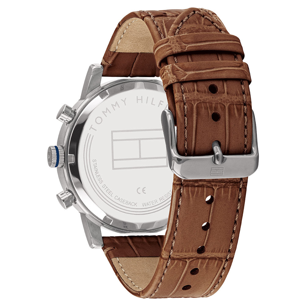 Tommy Hilfiger Brown Leather Multi-function Men's Watch - 1710398