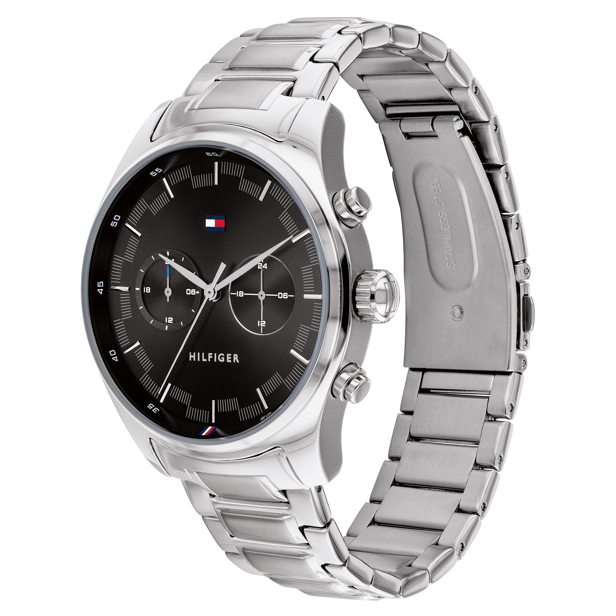 Tommy Hilfiger Stainless Steel Black Dial Men's Multi-function Watch - 1710419