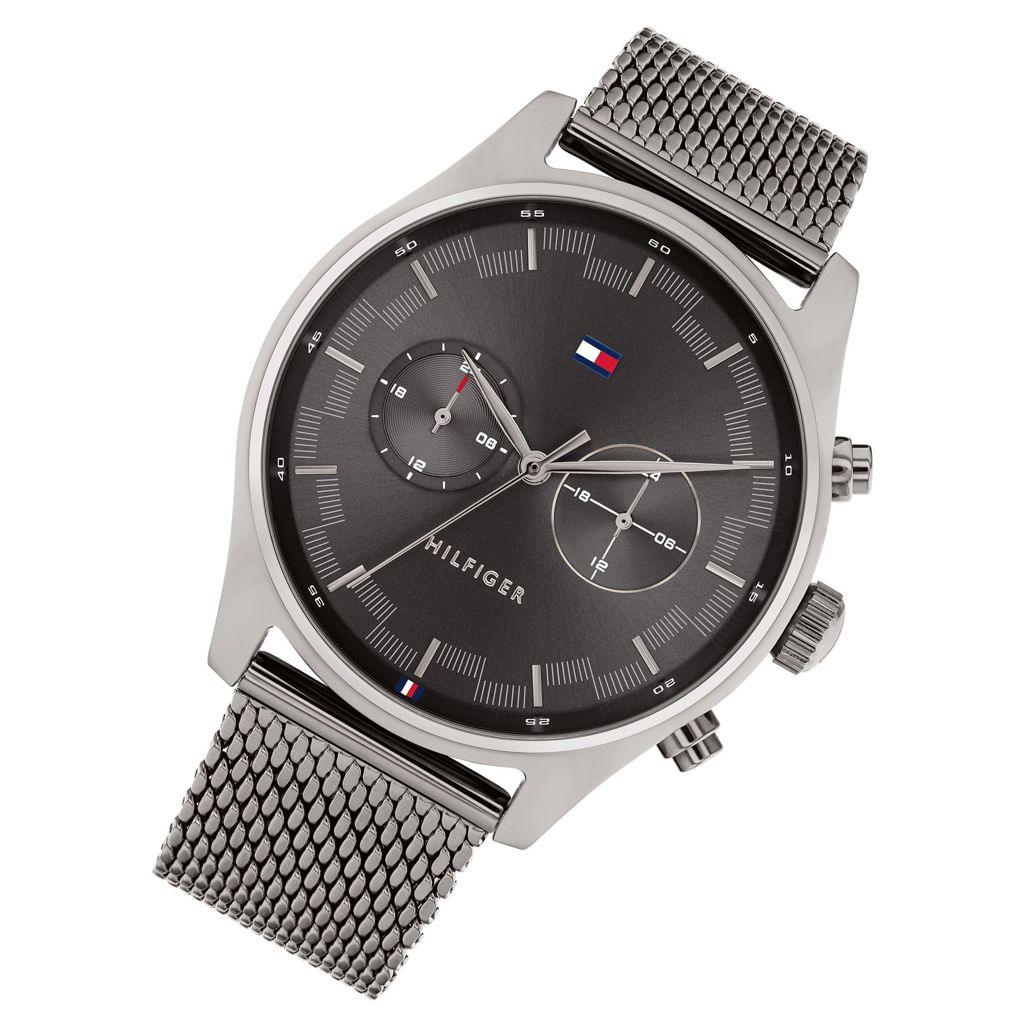 Tommy Hilfiger Steel Mesh Grey Dial Men's Multi-function Watch - 1710421