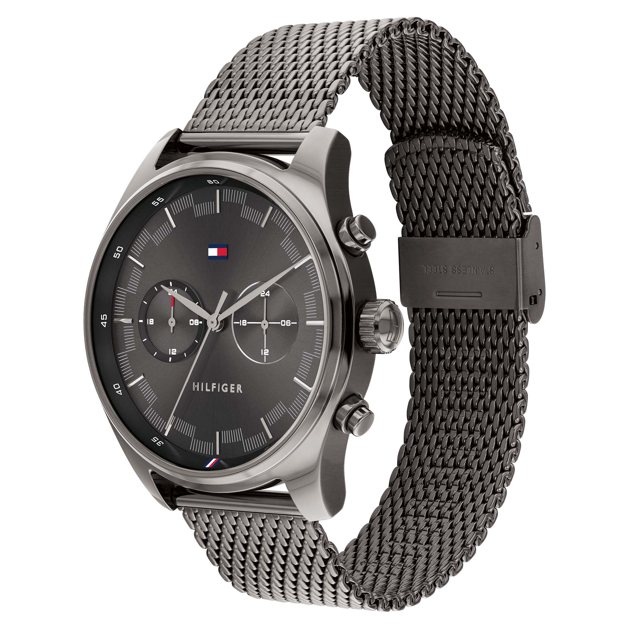 Tommy Hilfiger Steel Mesh Grey Dial Men's Multi-function Watch - 1710421