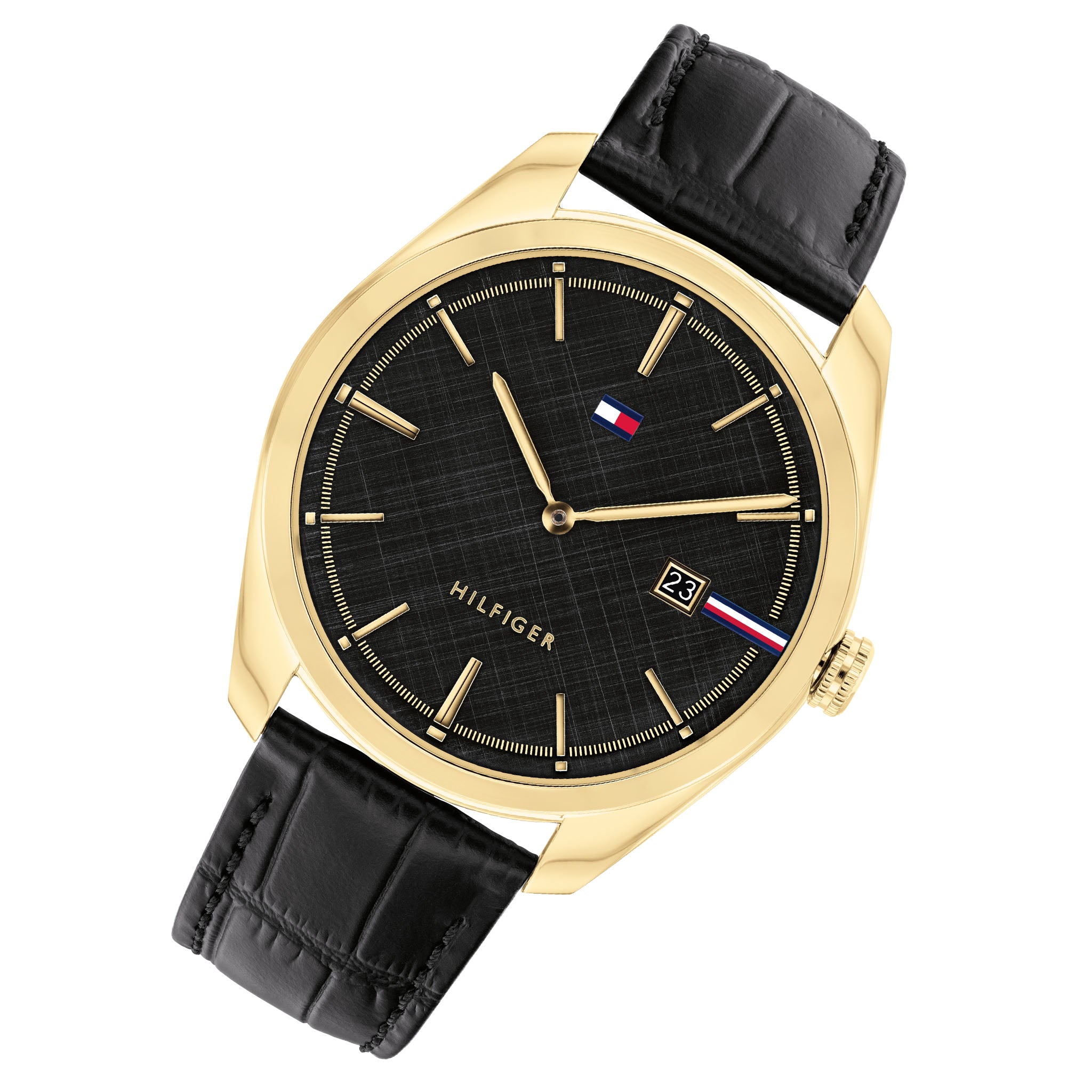 Tommy Hilfiger Black Leather Men's Watch - 1710428