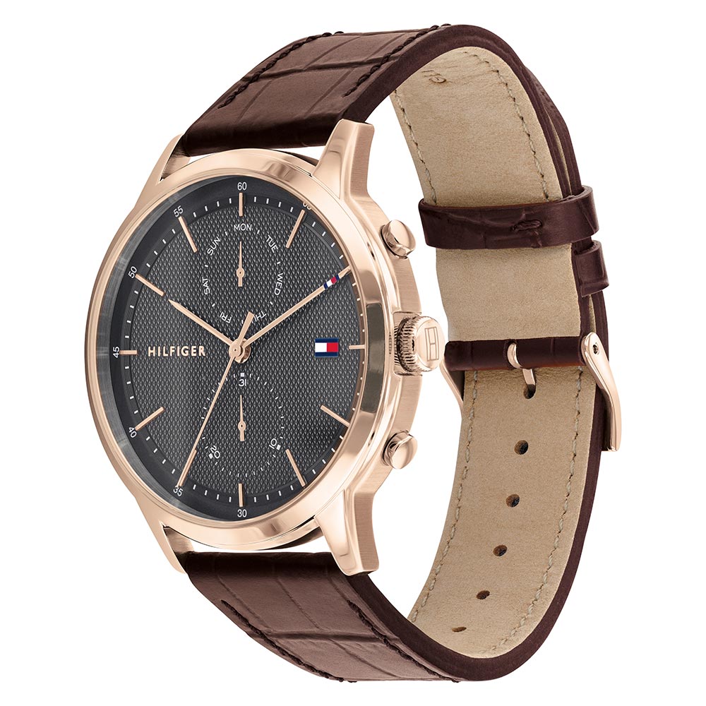 Tommy Hilfiger Easton Brown Leather Men's Multi-function Watch - 1710435