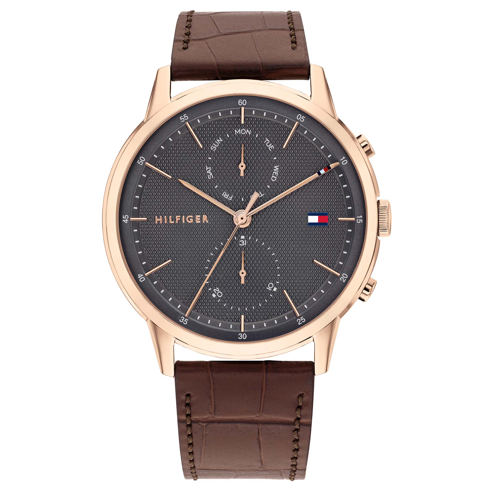 Tommy Hilfiger Easton Brown Leather Men's Multi-function Watch - 1710435