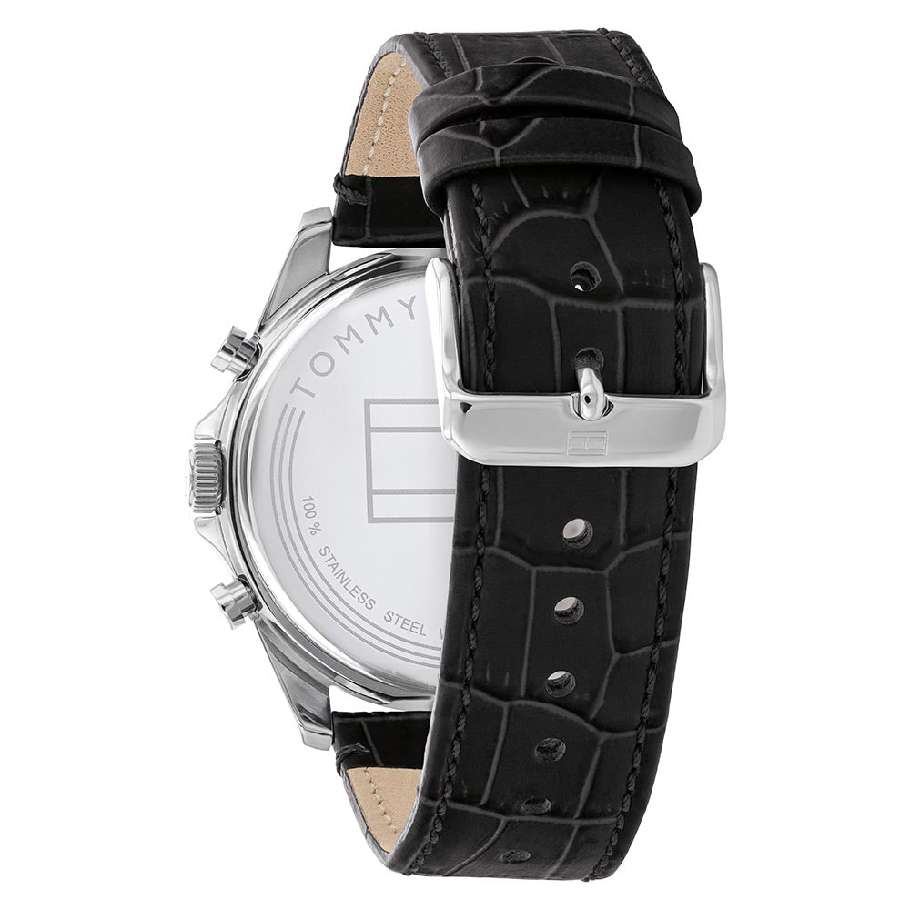 Tommy Hilfiger Black Leather Men's Multi-function Watch - 1710449